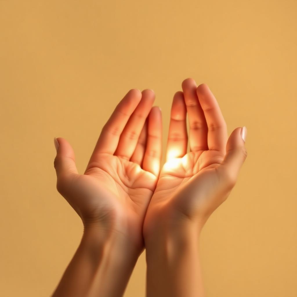 Calm hands holding gentle light — a feeling of safe support